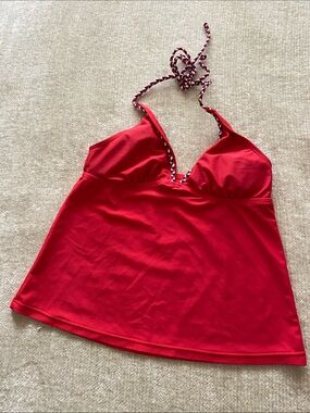 Mossimo Red Halter Tankini Swim Top with Bra Cups